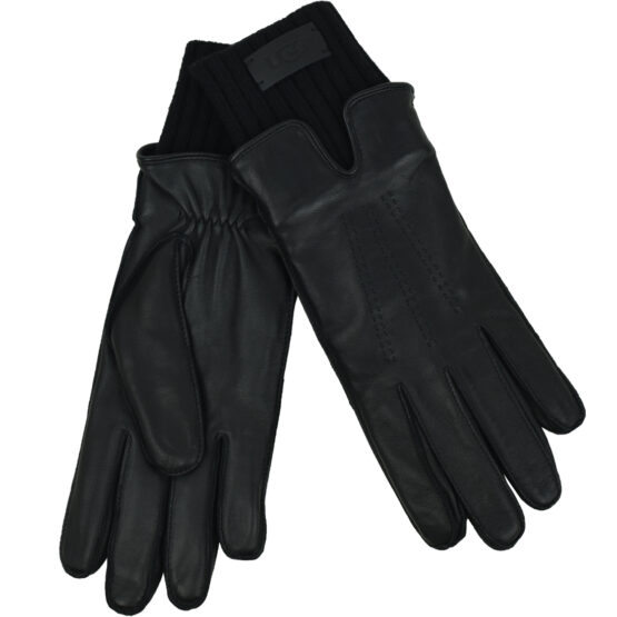 UGG Leather Tech Knit Cuff Glove 20041-BLK